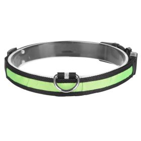 LED Dog Collar USB Rechargeable Adjustable Dog Safety Collar Night Safety Flashing Luminous Light up Collar (Option: DogCollarMGreen)