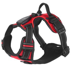 Light Up Dog Harness Rechargeable LED Dog Harness No Pull Lighted Dog Vest with Handle for Small/Medium/Large Dogs (Option: DogHarnessRedXL)