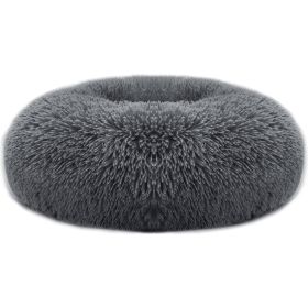 Pet Dog Bed Soft Warm Fleece Puppy Cat Bed Dog Cozy Nest Sofa Bed Cushion For S/M Dog (Option: PetCalmingBedDGrayM)