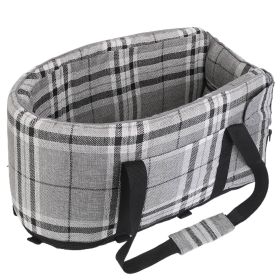 Console Pet Car Seat with Storage Pocket Booster Car Seat Portable Pet Travel Bag Machine Washable Pet Seat Fit For Small Dog Cat (Option: PetCarSeatBlackWhite)