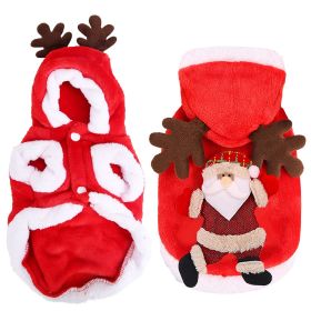 Pet Christmas Clothes Santa Claus Reindeer Antlers Costume Winter Outfit New Year Coat For Small Medium Dogs Cats Available in S/M/L/XL (Option: PetClothesRedS)